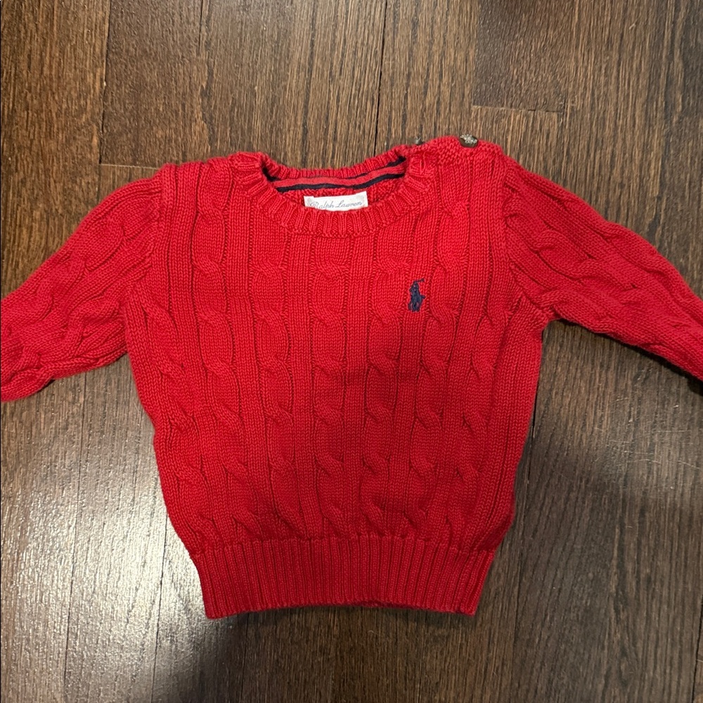 Polo Ralph lauren toddler Red Cable Knit Sweater